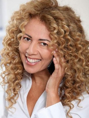 Long Kinky Curly Brown Blonde Mix Lace Front Human Hair Blend Heat Ok Wigs Women