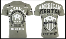 AMERICAN FIGHTER Military Green DALTON  Athletic Graphic T-shirt NWT