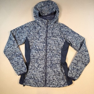 Columbia Hooded Puffer Jacket Navy Blue XK0913 Womens Medium Floral Pattern EUC