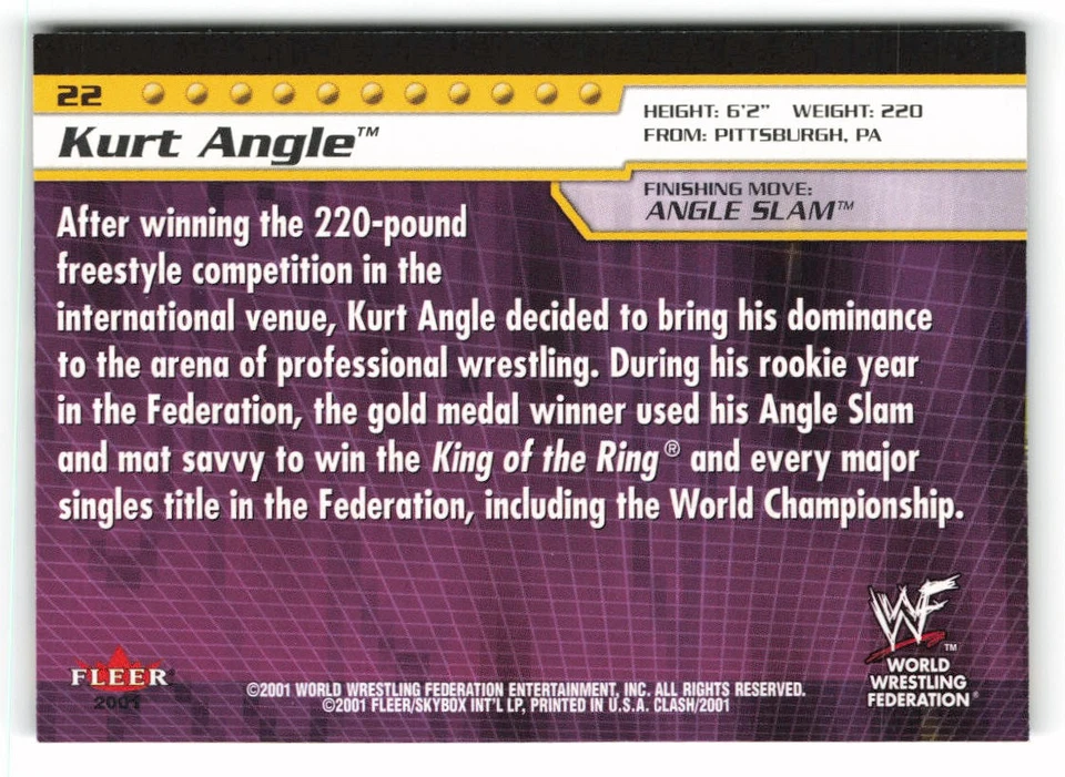 2001 Fleer WWF Championship Clash #22 Kurt Angle - Image 2 of 2