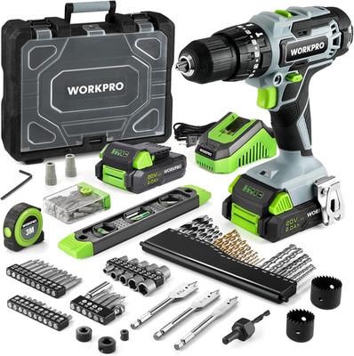 WORKPRO 20V Max Cordless Drill Driver Set, Electric Power Impact Drill Tool with