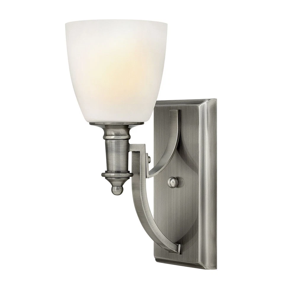 Wandleuchte Art Nouveau Métal Verre En Nickel Blanc E27 Leslane Murale Couloir - Photo 1/1