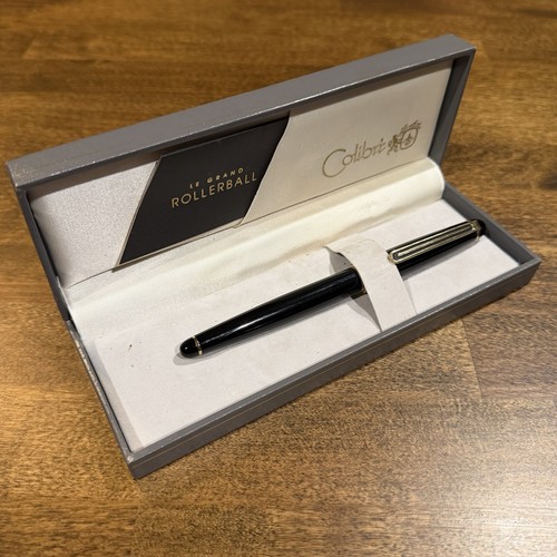 Vintage Colibri Le Grand Ballpoint Pen Black & Gold in Original Gift