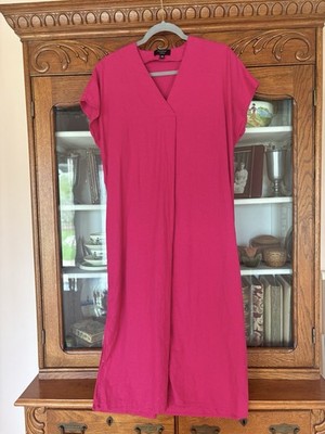 BANANA REPUBLIC SIZE XS WOMEN FUSCHIA HOT PINK VNECK LINEN BLEND MAXI DRESS EPIC