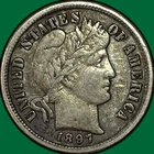 1897 Barber Dime Choice Very Fine VF+/XF Coin #36615