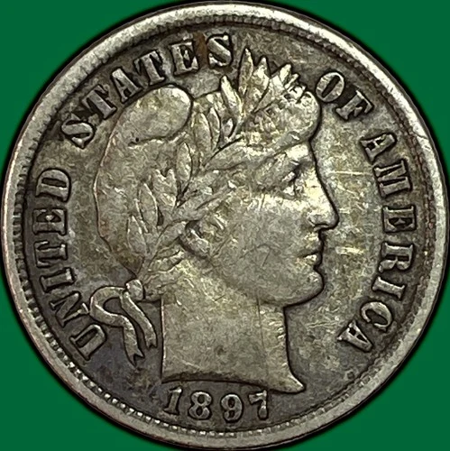 1897 Barber Dime Choice Very Fine VF+/XF Coin #36615