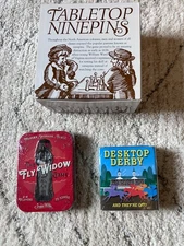Tabletop games 3-pack: Fly Widow, Desktop Derby and Tabletop Ninepins