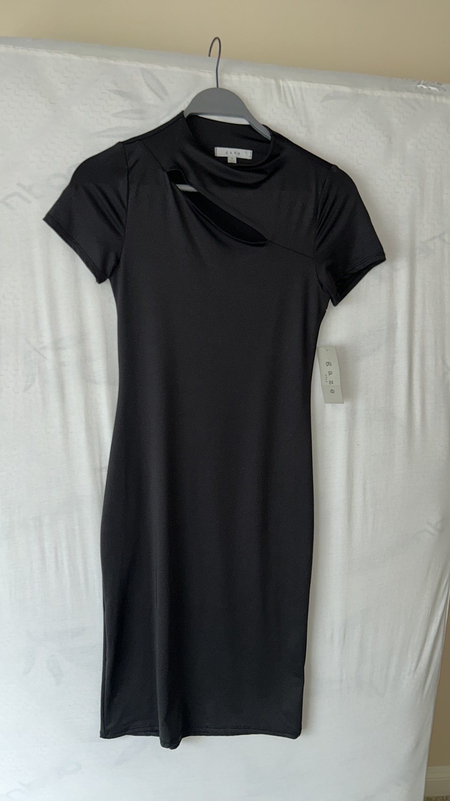GAZE USA Black Cutout Mock Neck Bodycon Midi Dress