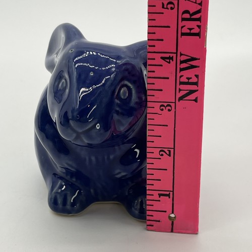 Blue Ceramic Bunny Rabbit Planter Pot With Drainage Hole 4”H 3.5”W 5”L - Picture 8 of 10