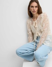Marks & Spencer Womens Lace Long sleeved Blouse in Ivory - M&S
