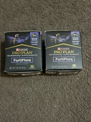 New ListingLot of 2 Purina Pro Plan FortiFlora Probiotic DOG Supplement 60 Sachets - 12/26
