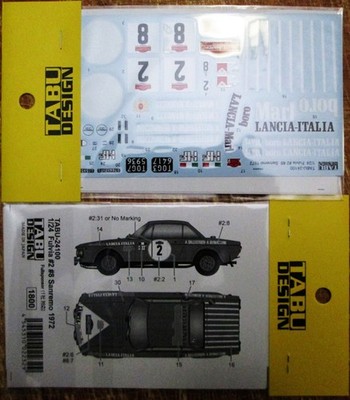 DECAL: 1/24 TABU24100 1972 Lancia Fulvia Sanremo Rally