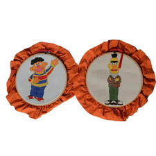 Vintage Sesame Street Needlepoint Framed Ruff...