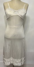 Vintage Adonna JC Penny S 32 Ivory Lace Satin Full Slip Dress Straps Fairy Nylon
