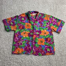 Vintage Victoria's Secret Pajama Top Womens Medium Colorful Floral Satin Button