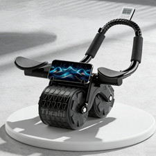 Ab Roller Wheel with Timer  Knee Mat, Home Workout Auto Rebound Abdominal Wheel