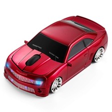Red Wireless Car Mouse LED Headlights 1600 DPI Sports Shaped PC Laptop