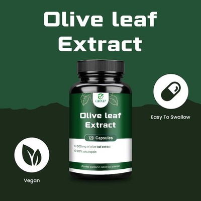 Olive Leaf Extract Capsules 500mg - Lab-Tested, NO Additives & Vegan - 120pcs