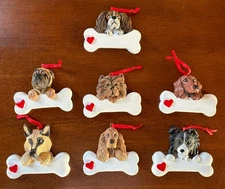 Christmas Dog Bone Ornament - YOU PICK BREED - You Add Name! - BLANK