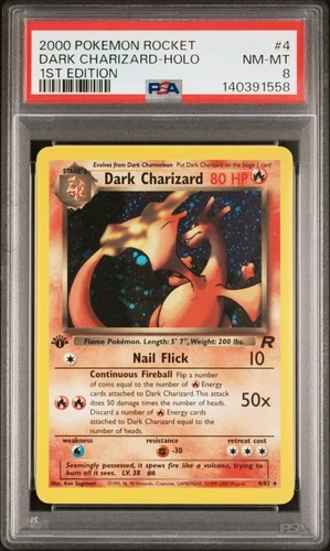2000 POKEMON ROCKET 1ST EDITION #4 DARK CHARIZARD-HOLO PSA 8