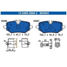 ATE Bremsbelagsatz Bremsklötze hinten 25016756