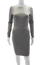 La Pina Women's Round Neck Long Sleeves Silky Mini Dress Gray Size S