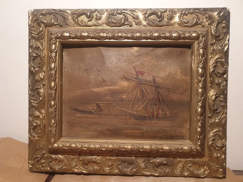 18th Century ANTIQUE VINTAGE SUPERB BEAUTIFUL FRENCH OIL PAINTING River boat - 第 12/23 張圖片
