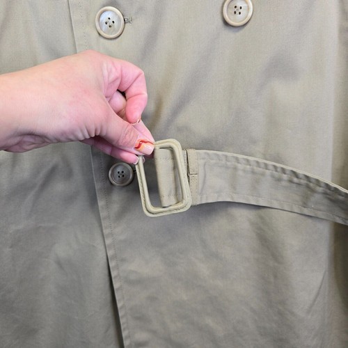 Misty Harbor London Fog Iconic Trench Coat Men's 44 Long Khaki Long Minimalist - Picture 8 of 20
