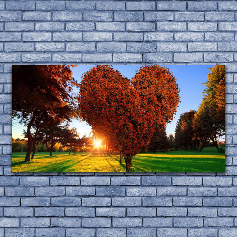 Tableau plexiglas d'art moderne 140x70 paysage arbres solaires premium