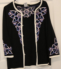 Woman's Designer "Bob Mackie Wearable Art" Set Jacket and Tank Top Size Small