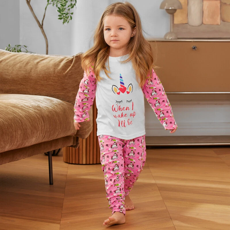 Kids Girls Pajamas Sets Homewear Shirts Sleepwear Nightwear Tops+Long Pants  1-8Y