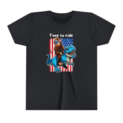 Youth BigFoot on a Dinosaur Shirt | Patriotisches Sasquatch Shirt für Kinder | Jugend Y - Bild 13 von 13