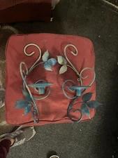 2 MCM Wall Corner Sculptures/Sconces with Metal Leaves W/Candle Holders