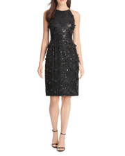  ELIZA J SEQUIN & PETAL APPLIQUE BLACK DRESS sz 8