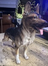 Vintage German King Shepherd Dog Porcelain Figurine 7 1/4 X 9 3/4" TSC 162