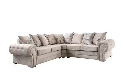 Corner Sofa 3+2 Seater Sofa 5 Seater Grey Mink, Silver Verona Free Delivery