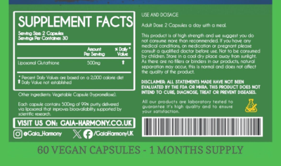 Glutathione LIPOSOMAL | MAX Absorption Formula | 500mg | Vegan Capsules |  60days | eBay UK