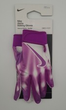 Nike Alpha Batting Gloves Dri-Fit Tee Ball Youth Size S/M White/Purple New NWT