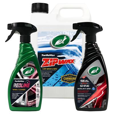 Turtle Wax Wash, Wax & Wheel Car Cleaning Triple Bundle (Dreierpack)