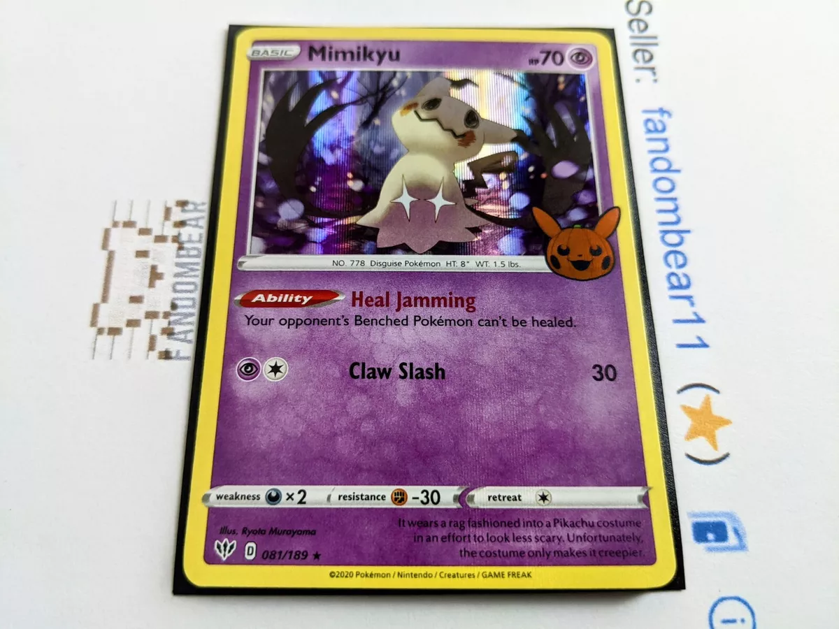 Pokemon Trick or Trade - Mimikyu - Darkness Ablaze 081/189 - Holo Rare Card  - Halloween Stamp