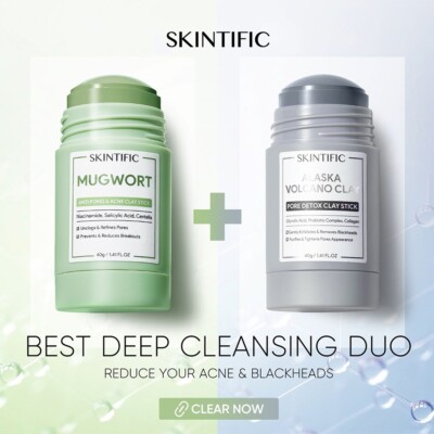 SKINTIFIC Clay Mask Stick Set 2pcs | Clear Pores, Smooth & Balanced Skin