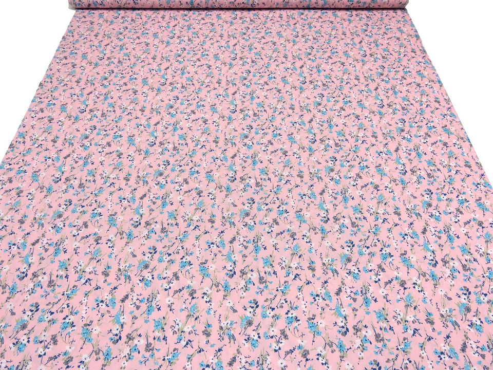 Tela algodón popelina flores flores dispersas rosa colorido blusa tela de vestir - Imagen 3 de 4