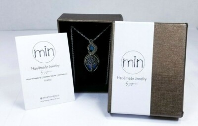 Handcrafted Blue Labradorite ''Tree of Llife'' Gemstone Wire-Wrapped Necklace