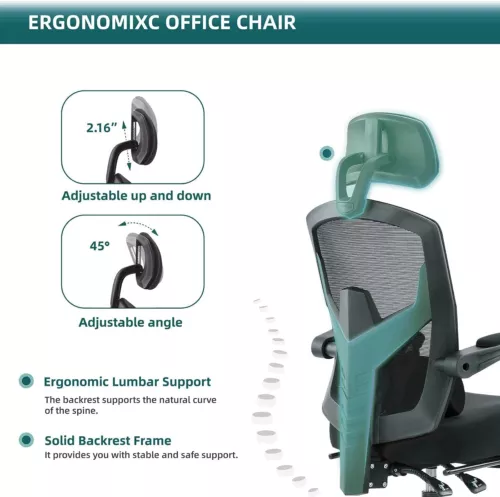 Ergonomic Mesh Office Chair w/ 3D Armrests,High Back, Wheels Office Ergo 3D - Bild 17 von 18