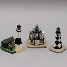 Lot of 3 Lenox Miniature Lighthouse Thimbles Resin Handcrafted 