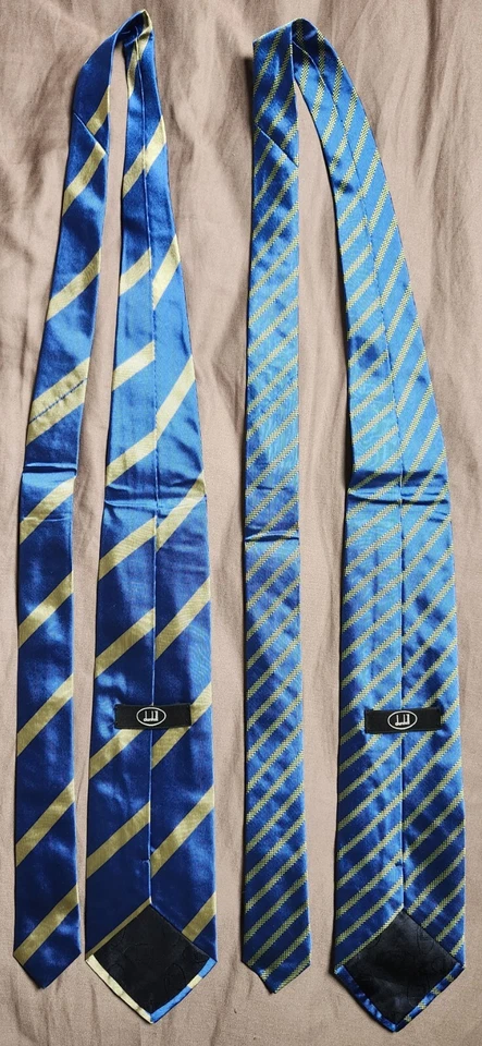Lote de 2 Corbatas Dunhill Hombre 100% Seda Azul Rayas Vivas Foto 2 de 4