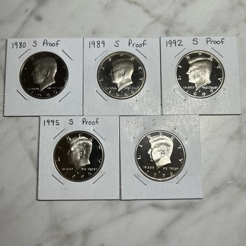 Kennedy Half Dollar 50C 1980, 1989, 1992, 1995, 1996 S, Proof San Francisco Lot