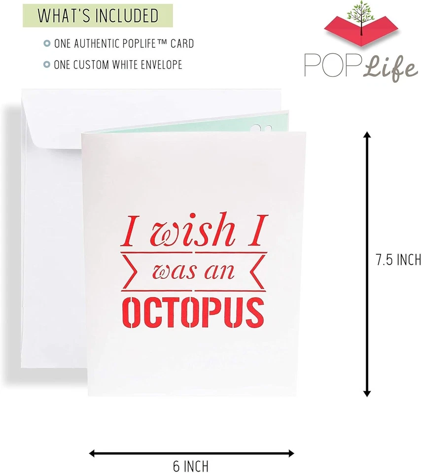 Tarjeta emergente Naughty Octopus 3D divertida aniversario de cumpleaños de San Valentín Foto 4 de 4