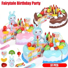 Toddler DIY Cake Toy Pretend Kitchen Cutting Fruit Play Food Set for Kids Gift