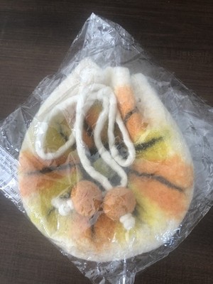 Handmade 100% Wool Felt Pouch Coin Purse Wallet Floral  Drawstring Close VTG New